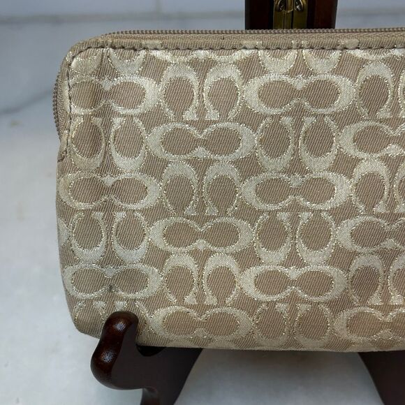 Coach Wristlet Bag Purse Wallet Tan Signature Wristlet Pouch - Picture 5 of 14